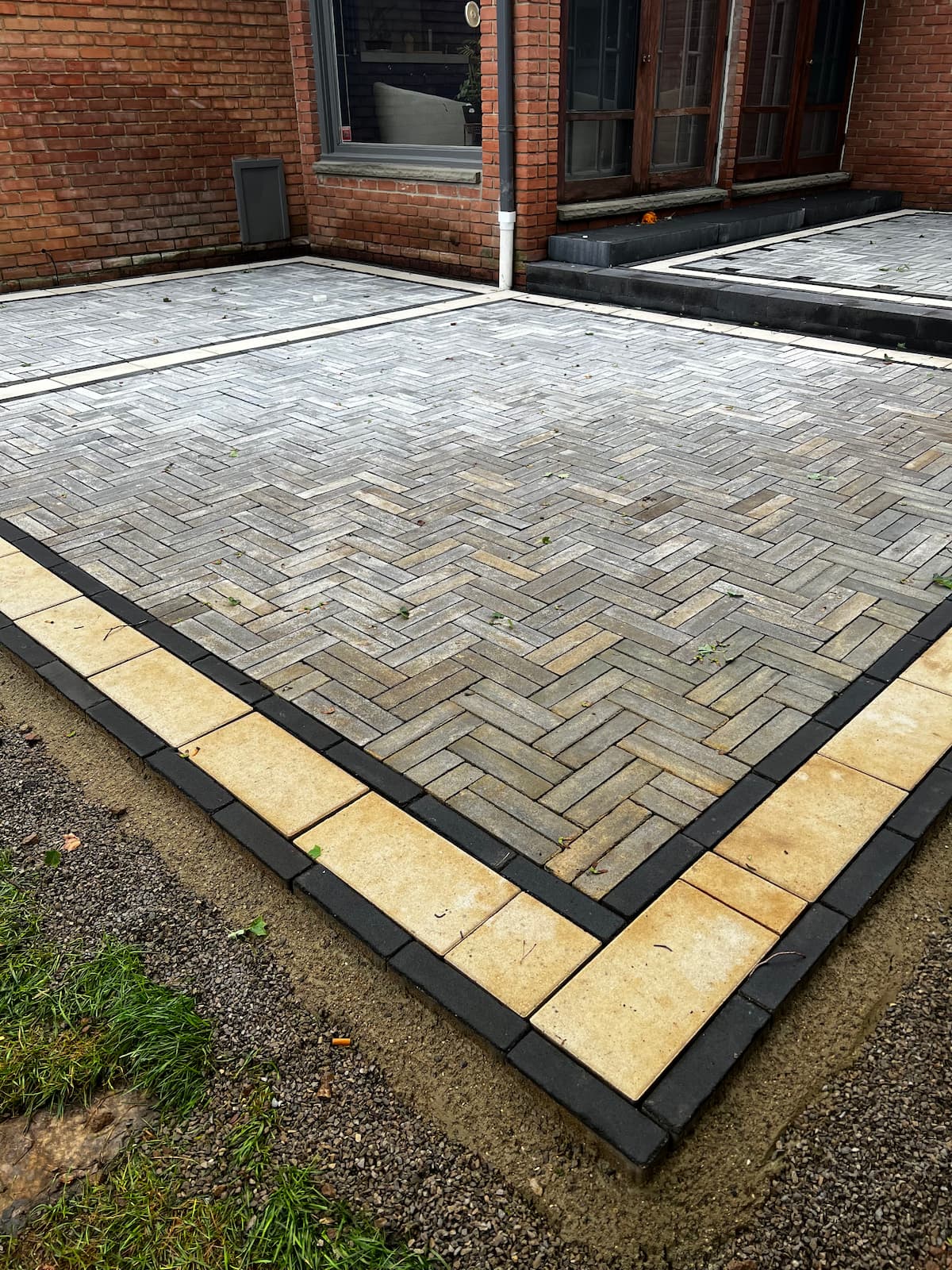 Brick paver patio organic stain removal before - Rochester Hills MI