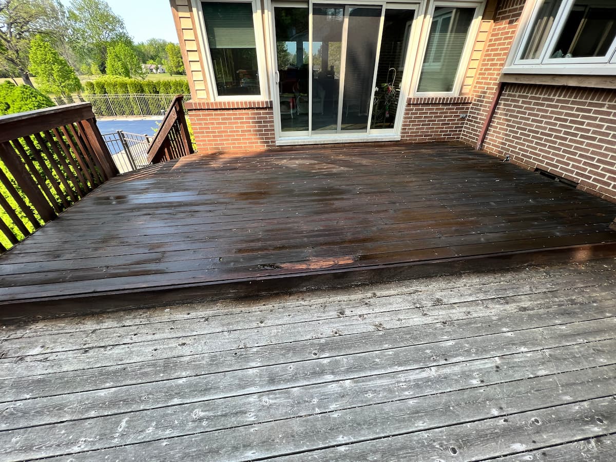 Deck stripping and cleaning before - Troy MI
