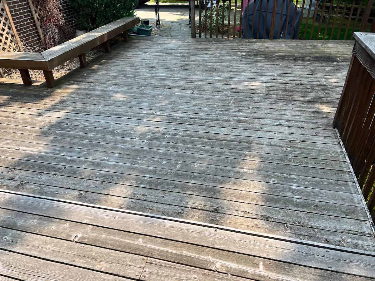 Deck stripping, staining and cleaning before - Troy MI