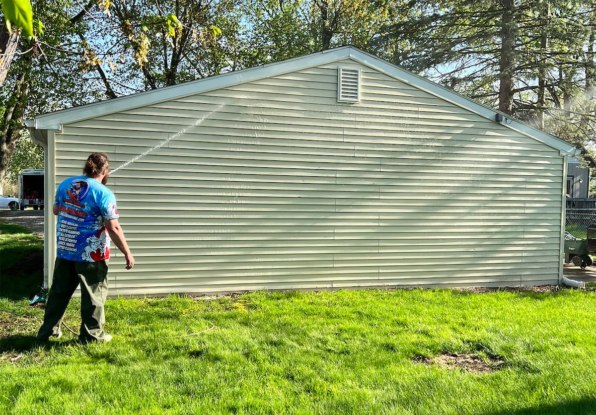 Soft wash pressure washing cleaning before - Shelby Township MI