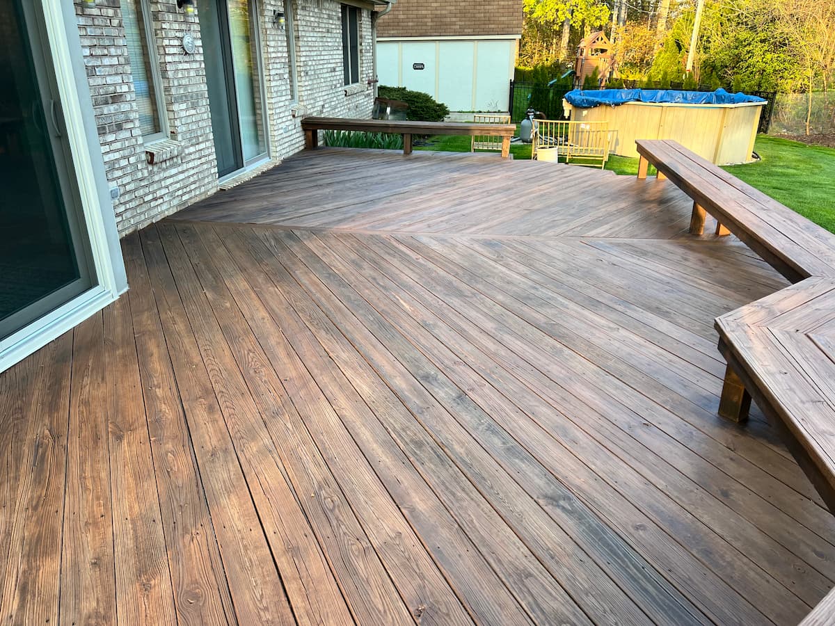Wood deck strip and stain after - Shelby Township MI