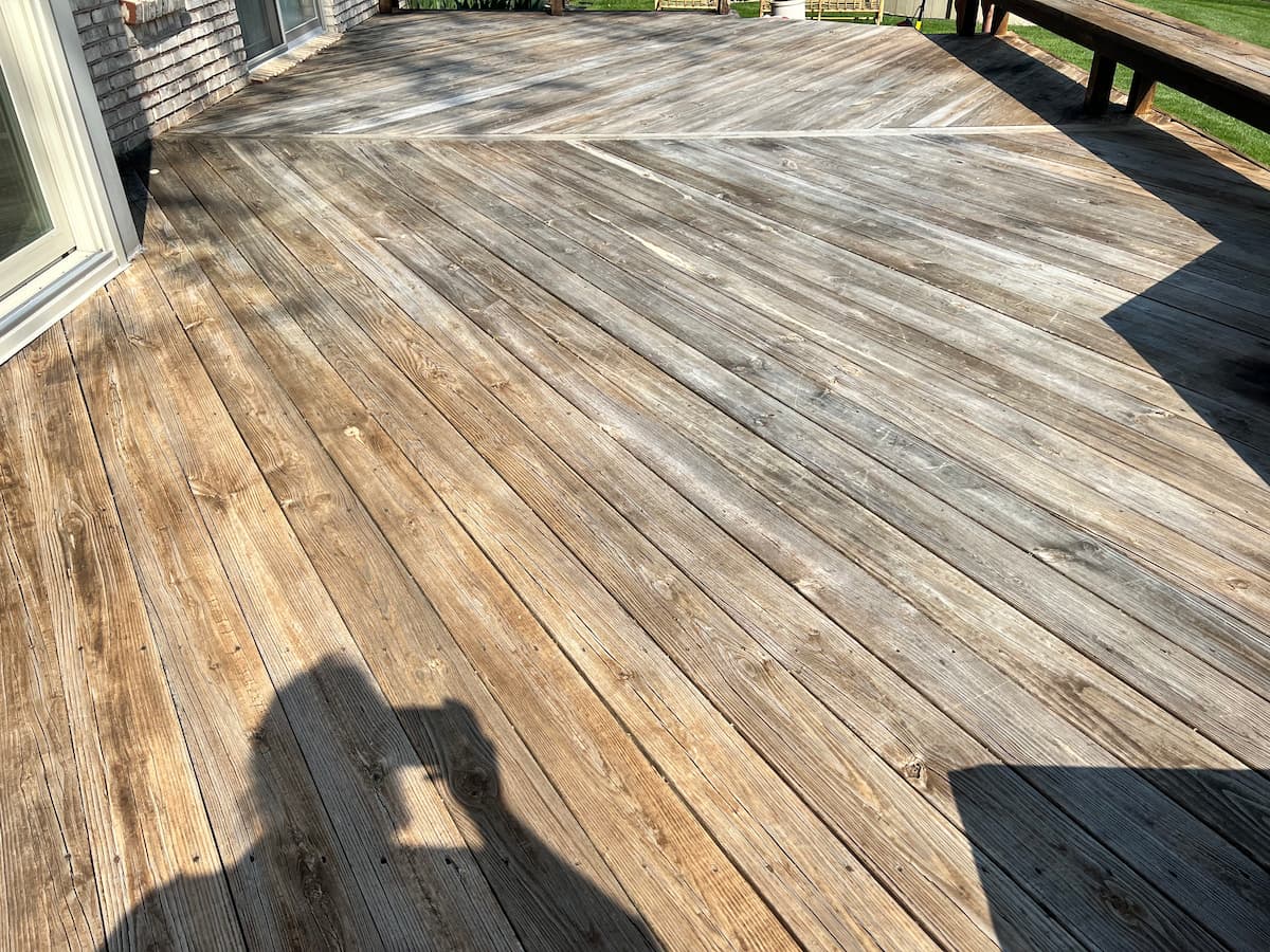 Wood deck strip and stain before - Shelby Township MI