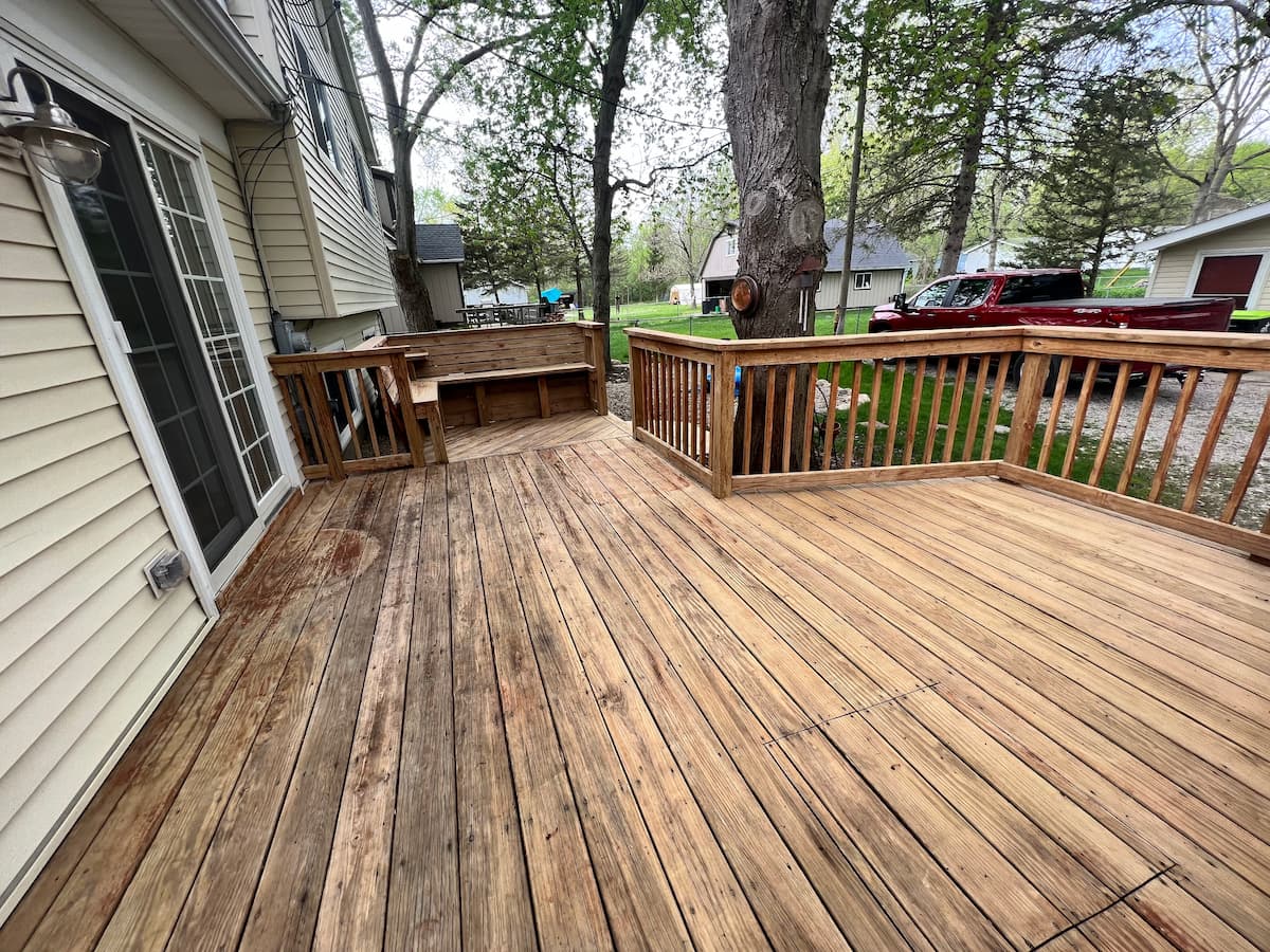 Wood deck strip and stain before - Washington MI